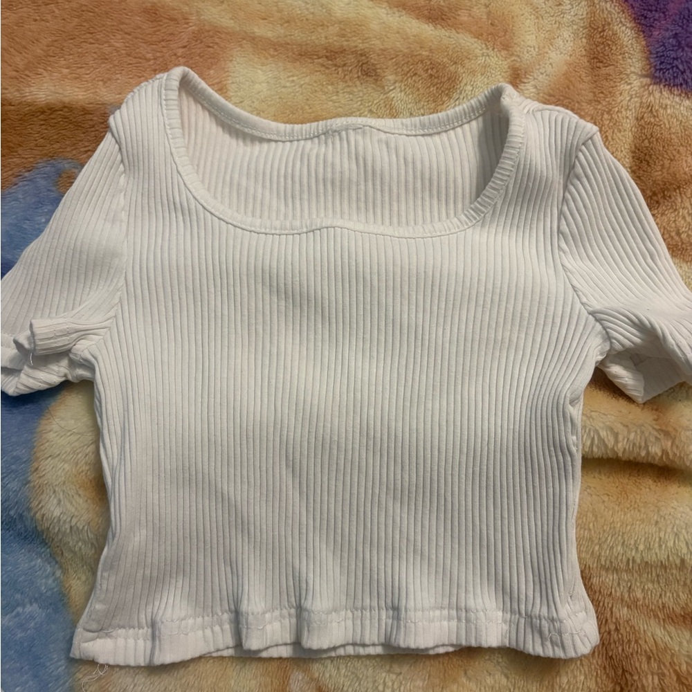 White Ribbed Women's Top